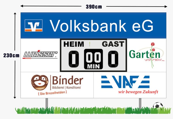 Digitale Spielstandanzeige mit 12 Werbeflächen
